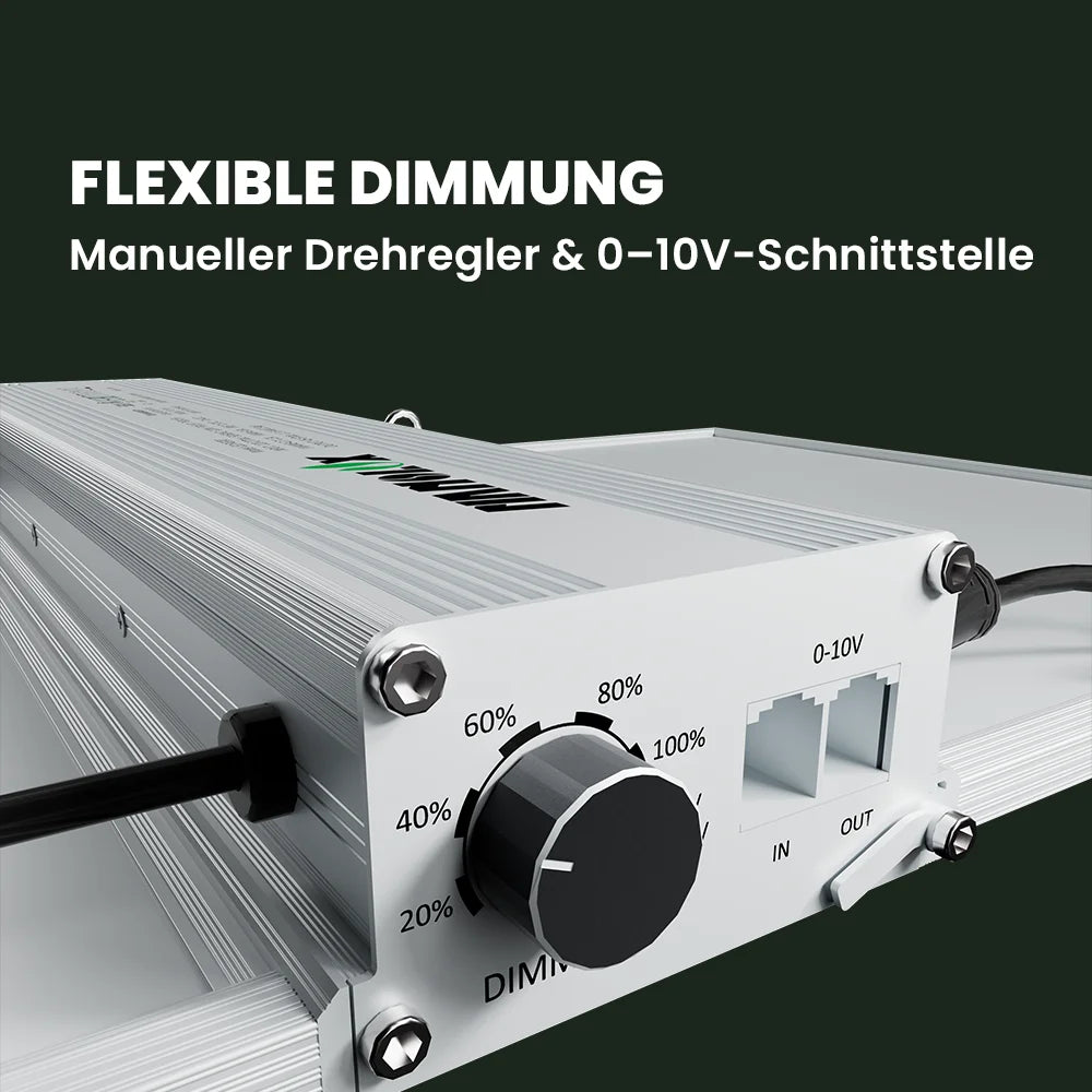 Dimmung einer Growealth LED-Pflanzenlampe fuer unterschiedliche Pflanzenphasen