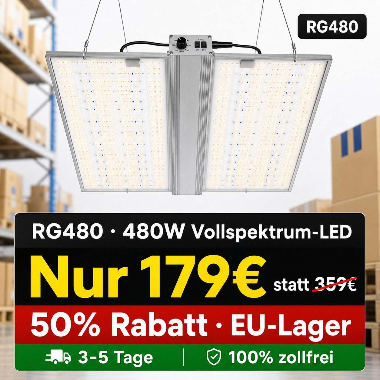 RG Series 320W / 480W Vollspektrum-LED-Pflanzenlampe für Indoor-Growboxen